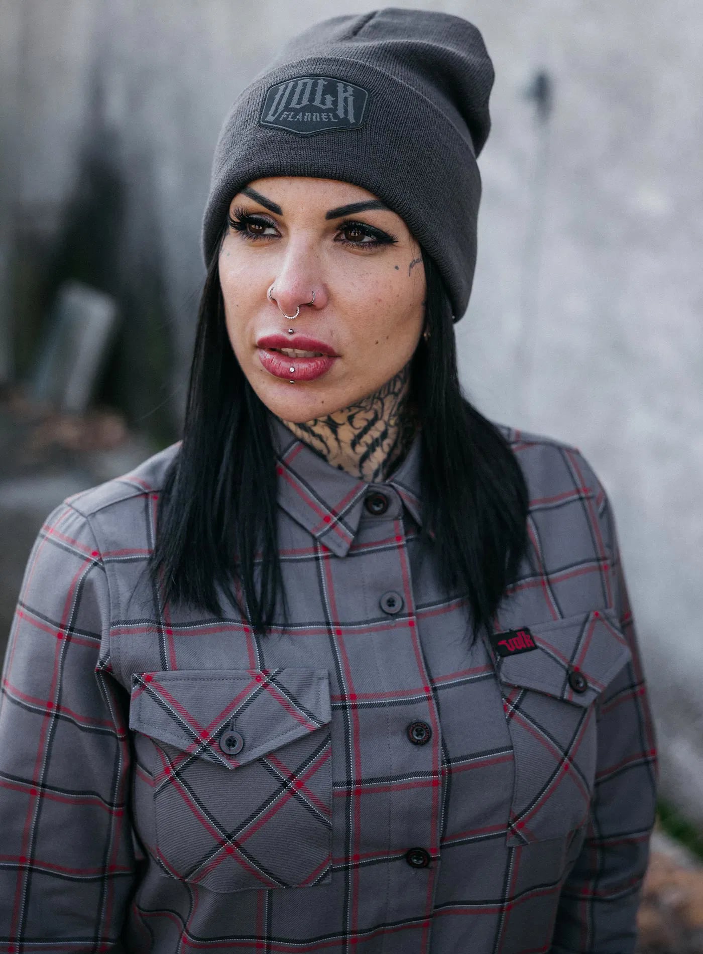 VOLK FLANNEL kapa BOLD Grey logo
